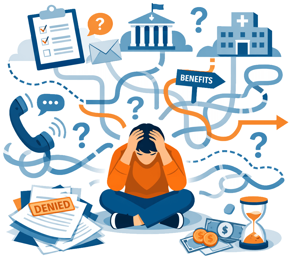 Person navigating disconnected social services